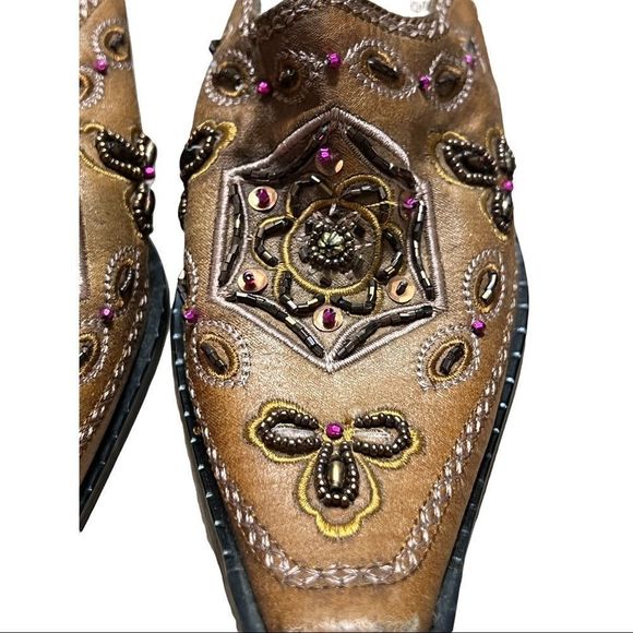 Dollhouse Western Pointy Square Toe Jeweled Mules Sz 6.5" - Picture 3 of 11